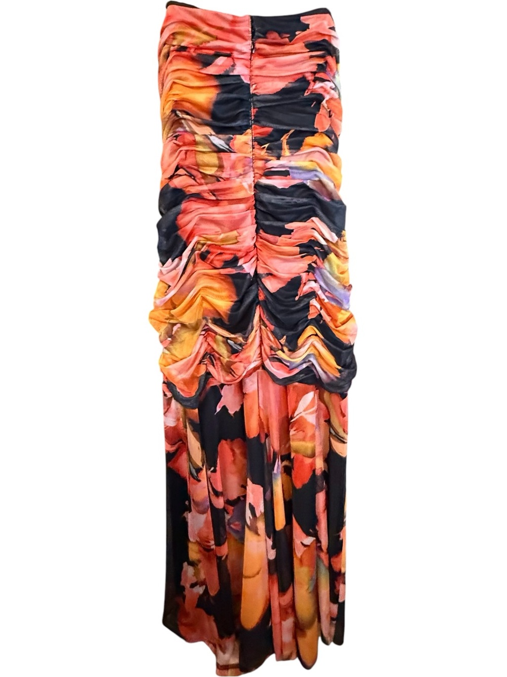 Hutch Anthropologie Bonnie Dress Strapless Ruched Orange Pink Multi NWT